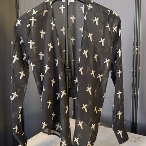 Charlotte Russe Black and White Cross Pattern Women's s Jacket Light